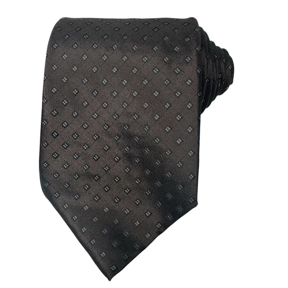 Yves Saint Laurent Men's Silk Designer Necktie YSL Rive Gauche Logo Brown Italy